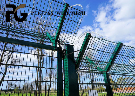 Decorative Airport Security Metal Fencing With Razor Barbed Wire