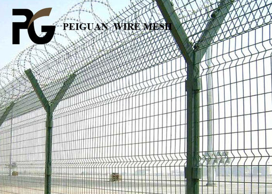 3D Welded Airport Security Fencing , Razor Barbed Airport Perimeter Fence
