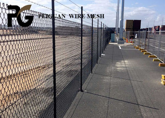 6 Foot Security Metal Fencing , Tennis Court Green Chain Link Fence