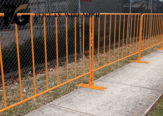 Galvanized Temporary Crowd Control Barriers , Red Metal Pedestrian Barriers