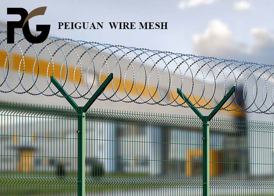 3D Welded Airport Security Fencing , Razor Barbed Airport Perimeter Fence