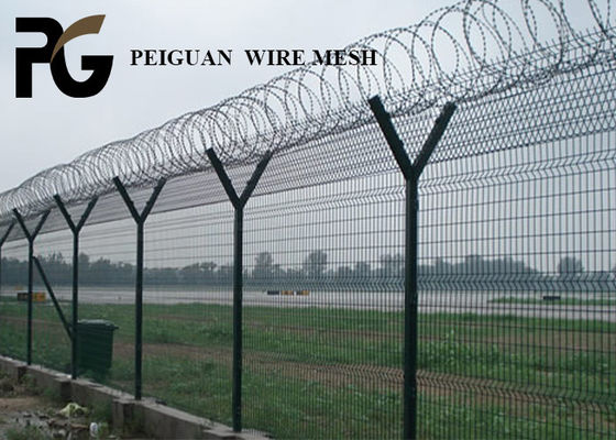 3D Welded Airport Security Fencing , Razor Barbed Airport Perimeter Fence