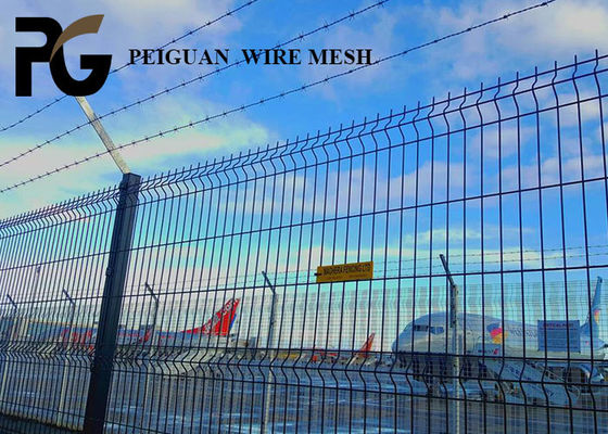 3D Welded Airport Security Fencing , Razor Barbed Airport Perimeter Fence