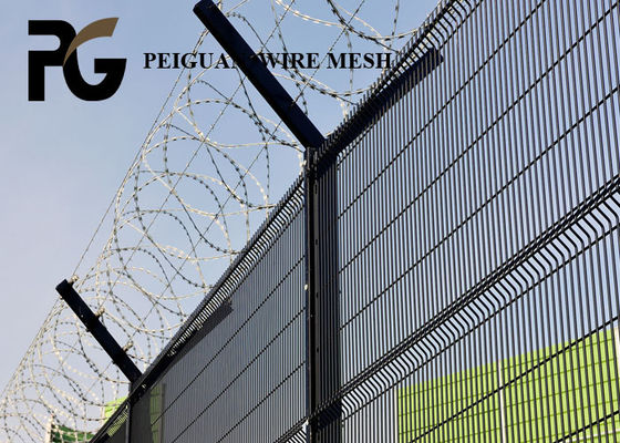 Decorative Airport Security Metal Fencing With Razor Barbed Wire