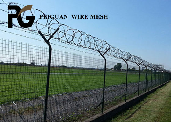 Decorative Airport Security Metal Fencing With Razor Barbed Wire