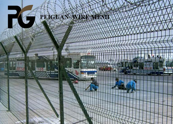 2m Airport Security Fencing , Dark Green Airport Perimeter Fencing
