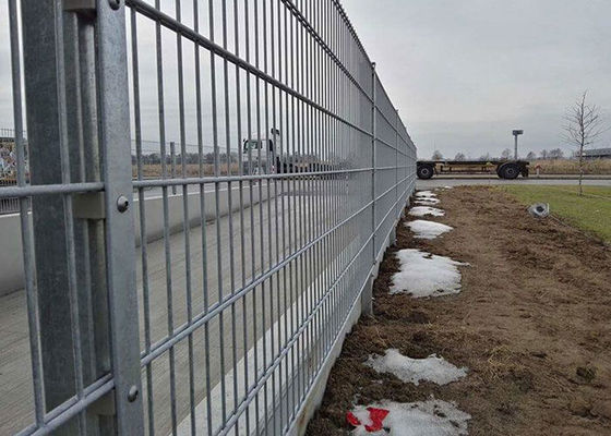 Silver Double Wire Welded Fence , Garden 868 Twin Wire Mesh Fencing